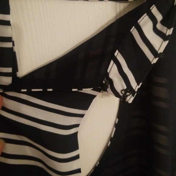 Olivaceous Dress Blue White Striped Halter - Picture 3 of 6
